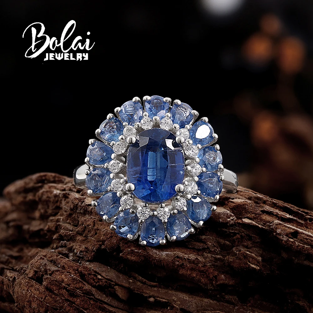 925 Sterling Silver Women's Ring with Natural Kyanite Gemstone for December Birthdays Light Luxury Jewelry for Valentine's Banqu