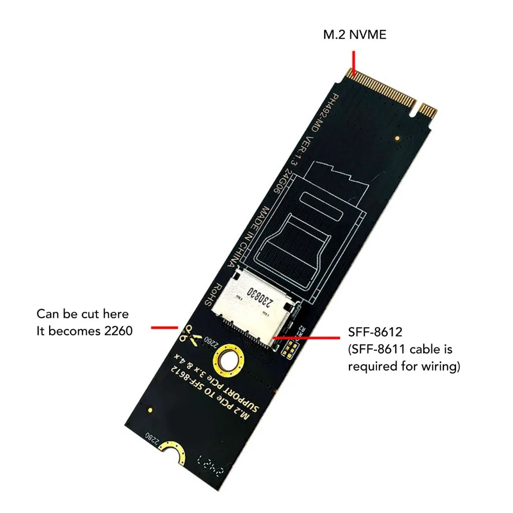 

PH492-MD M.2 To Oculink SFF 8612 Adapter 4i Interface Portable M.2 To Oculink Adapter PCIe NVMe Converter Card