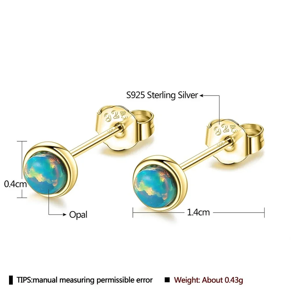 Trumium 925 Sterling Silver Fire Opal Stud Earrings for Women Piercing Unusual Luxury Tempearament Wedding Earring Fine Jewelry