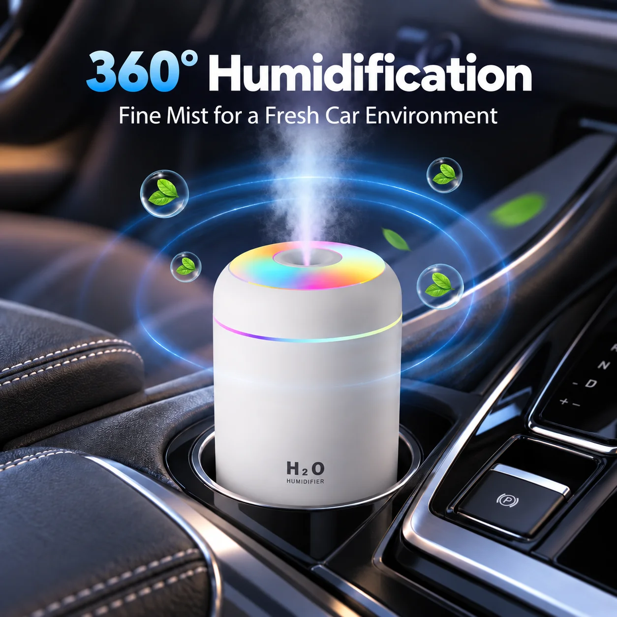 250ML Mini USB Air Humidifier Cool Mist Aroma Diffuser with RGB LED Night Light Quiet Portable for Home Bedroom Office Car