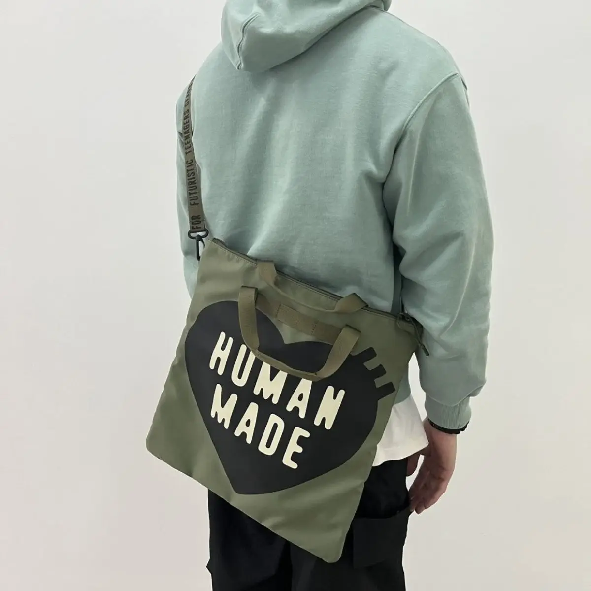 HUMAN MADE Military Shoulder Bag Crossbody Sling Nylon Heart Logo Adjustable Strap