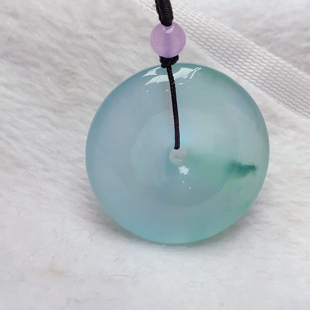 Myanmar Laokeng jadeite pure natural high ice floating flowers Ping An buckle jade pendant protects Ping An for your