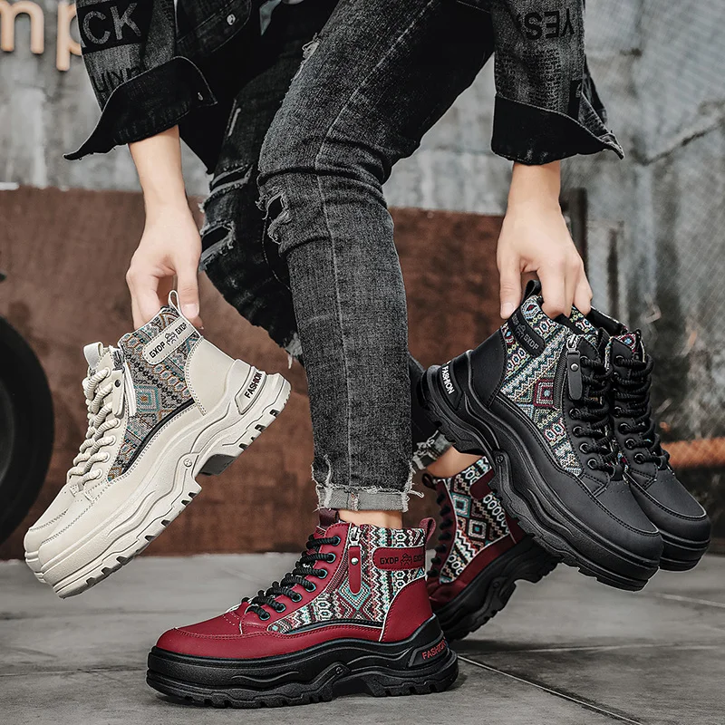 أحذية رجالية عالية الجودة جديدة للخريف والشتاء - أحذية رياضية كاجوال عصرية ومتعددة الاستخدامات ونعل سميك وغير قابلة للانزلاق للكاحل #6