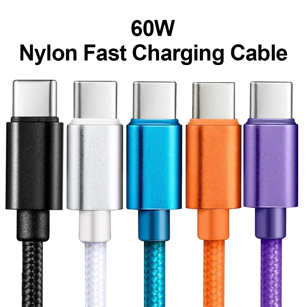 Braided 60W Type C Wire For iphone 15 16 17 pro max 1m 2m 3m USB C  To Type C Fast Charge Cable for Samsung Xiaomi Huawei