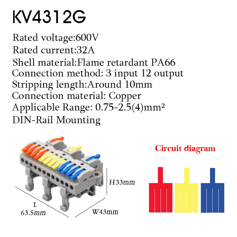 Connecteur de fil électrique universel, séparateur de conducteur rapide, blocs de jonction de câbles LED à insertion, boîte de jonction de Rail