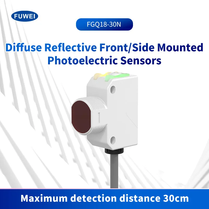 FUWEI Photoelectric Sensor M18 Thread Side Mount 100mm Range NPN/PNP Through-Beam/Diffuse/Background Suppression/Reflective