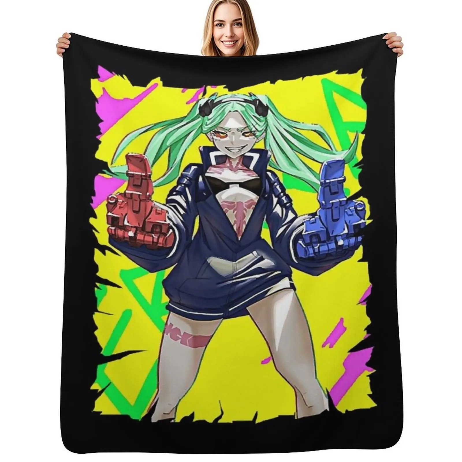 GUN REBECCA FRIEND ANIME Throw Blanket Air Conditioner Soft Blanket for Office Home