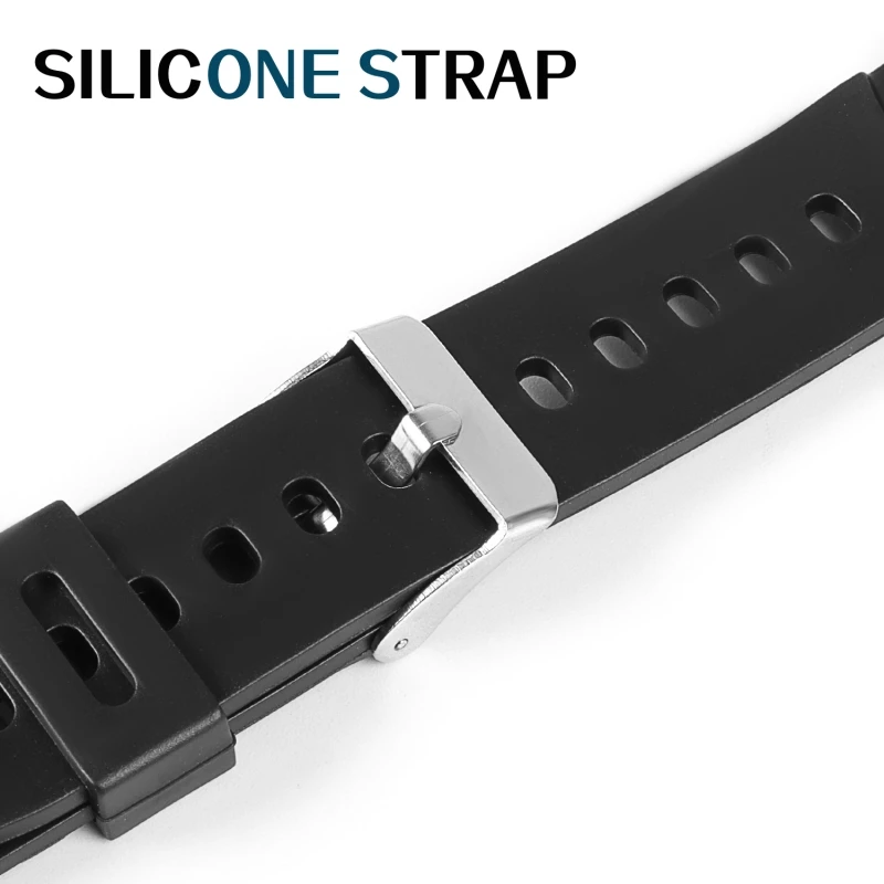 Silicone Watch Strap 12mm 14mm 16mm 18mm 20mm 22mm For Men And Women Students Electronic Watch Black Sports Rubber Watchband