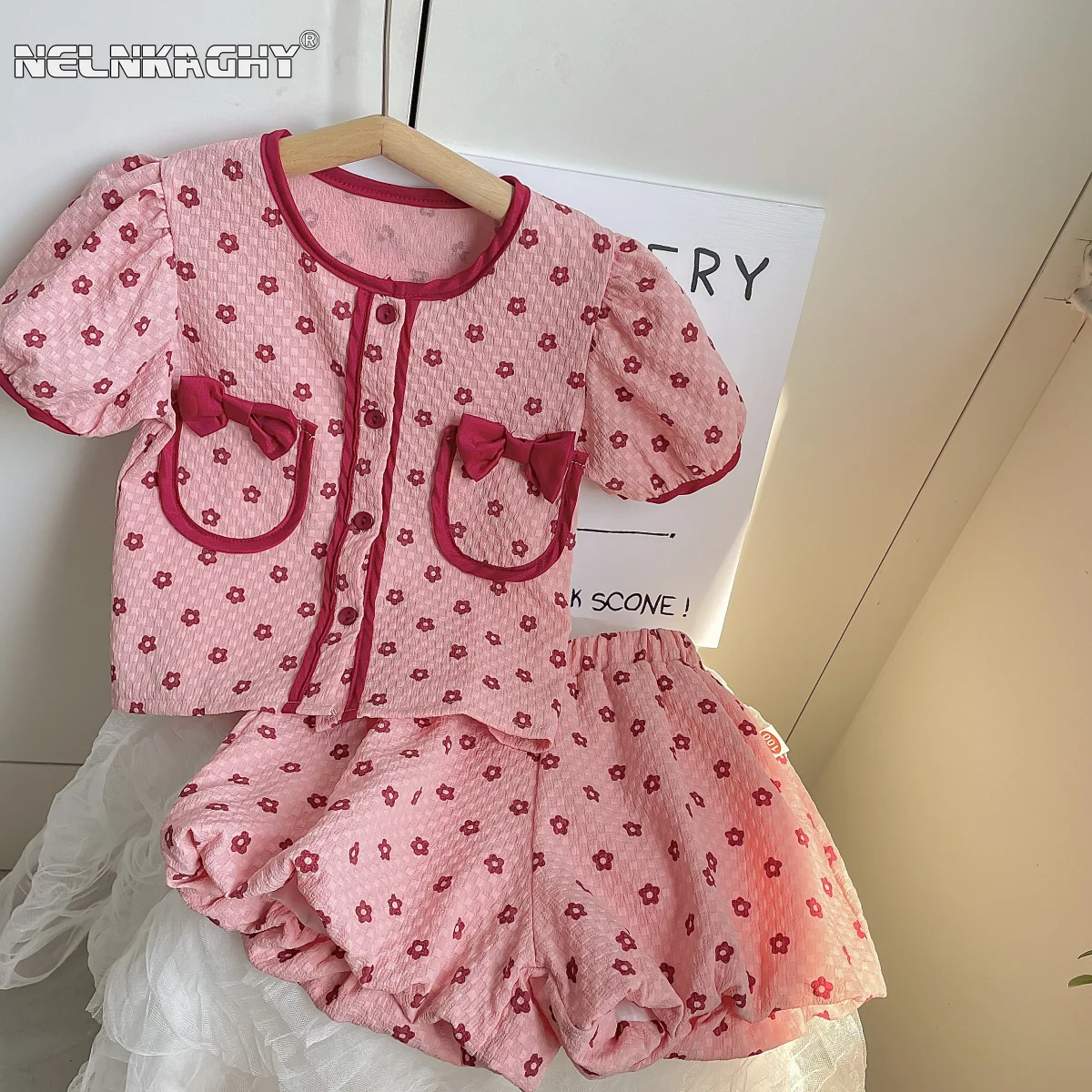 2025 verão novo estilo coreano meninas doce chique conjunto: moda manga curta topo + saia roupa de duas peças