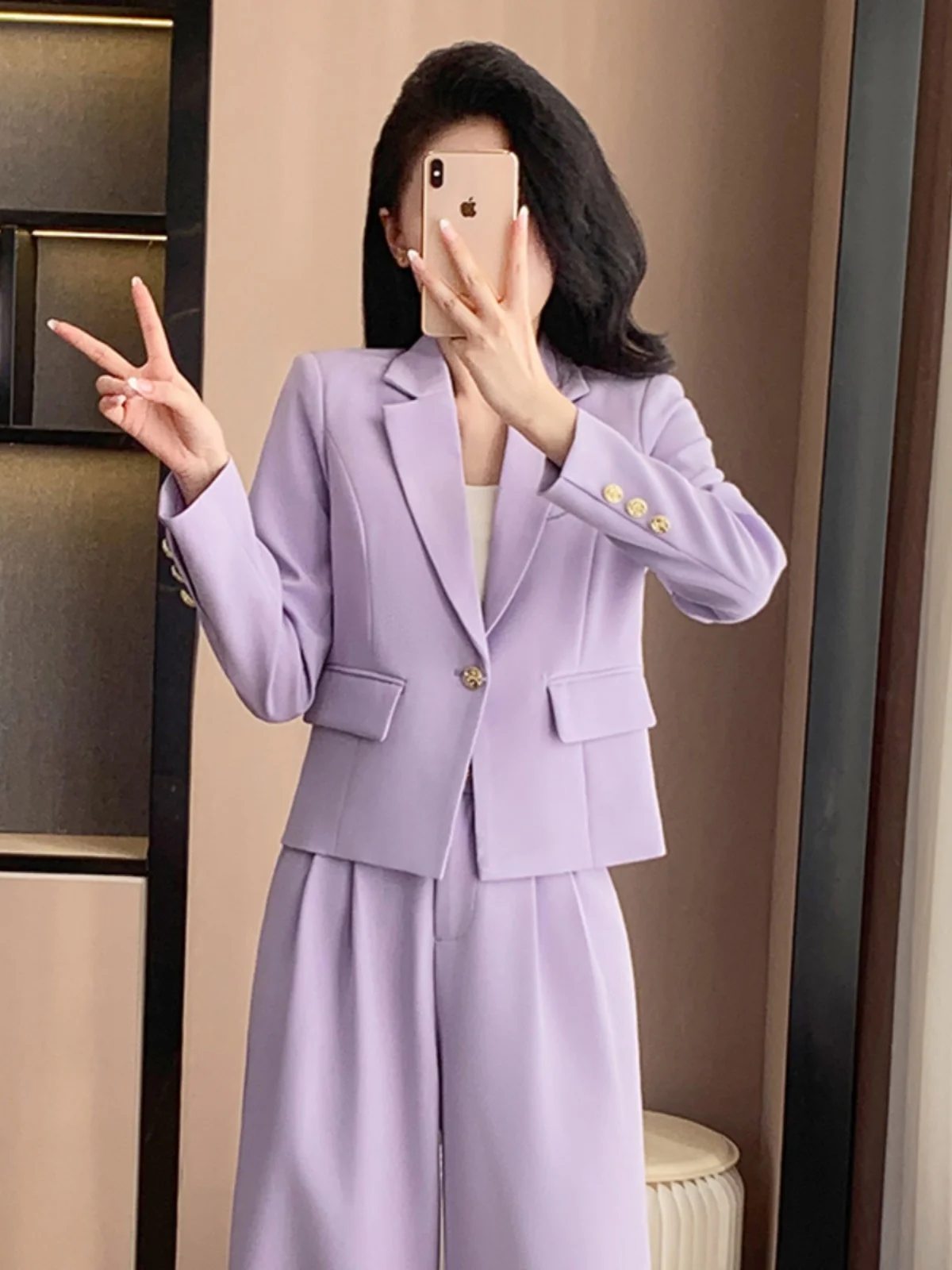 

ort Tailored Women's Suit Set Faionable Street Sle Autumn Winter Polyester Fiber Slim Fit Commute Sle Pure Color