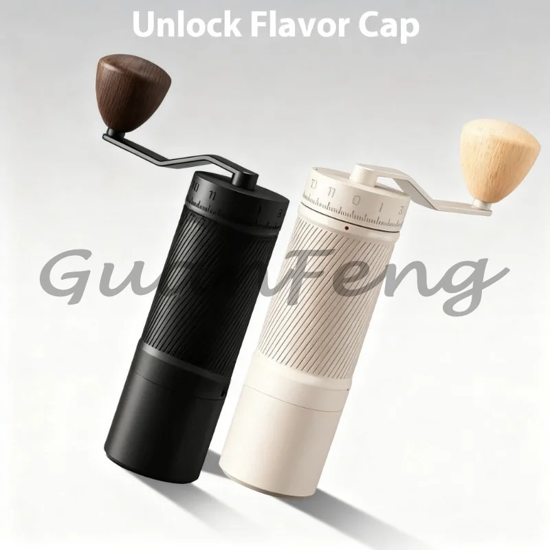 3 Bearings Fixed Central Shaft 45mm Burr Coffee Grinder, Manual Hand-Crank 120 Clicks Coffee Bean Grinder