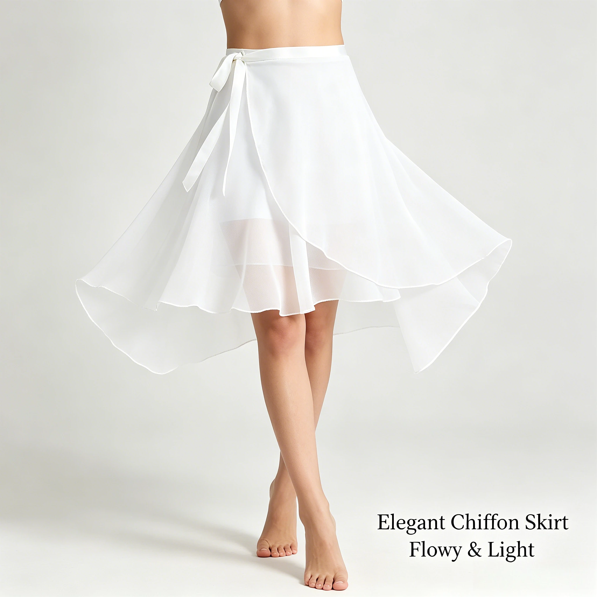 Ballet Chiffon Dance Skirt Kids Girls Waist Swing Half Skirt Practice Performance Stage Training Costume Gymnastics Wrap Skirt view 2