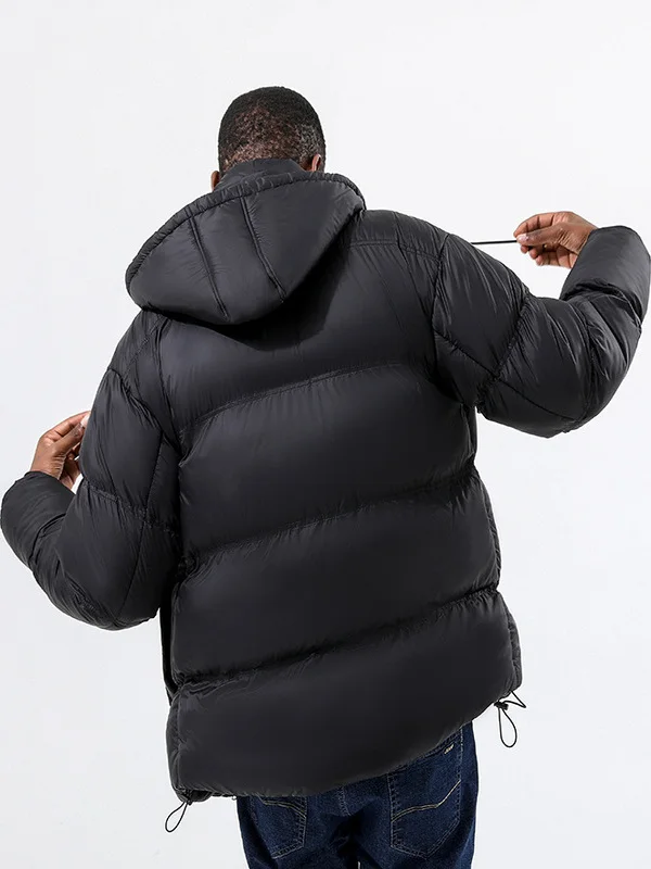 Trendy Large Size Cotton Jacket with Hood Loose Outerwear Youth Fashion Bread Style Zipper Closure Regular Length Spring Thic...