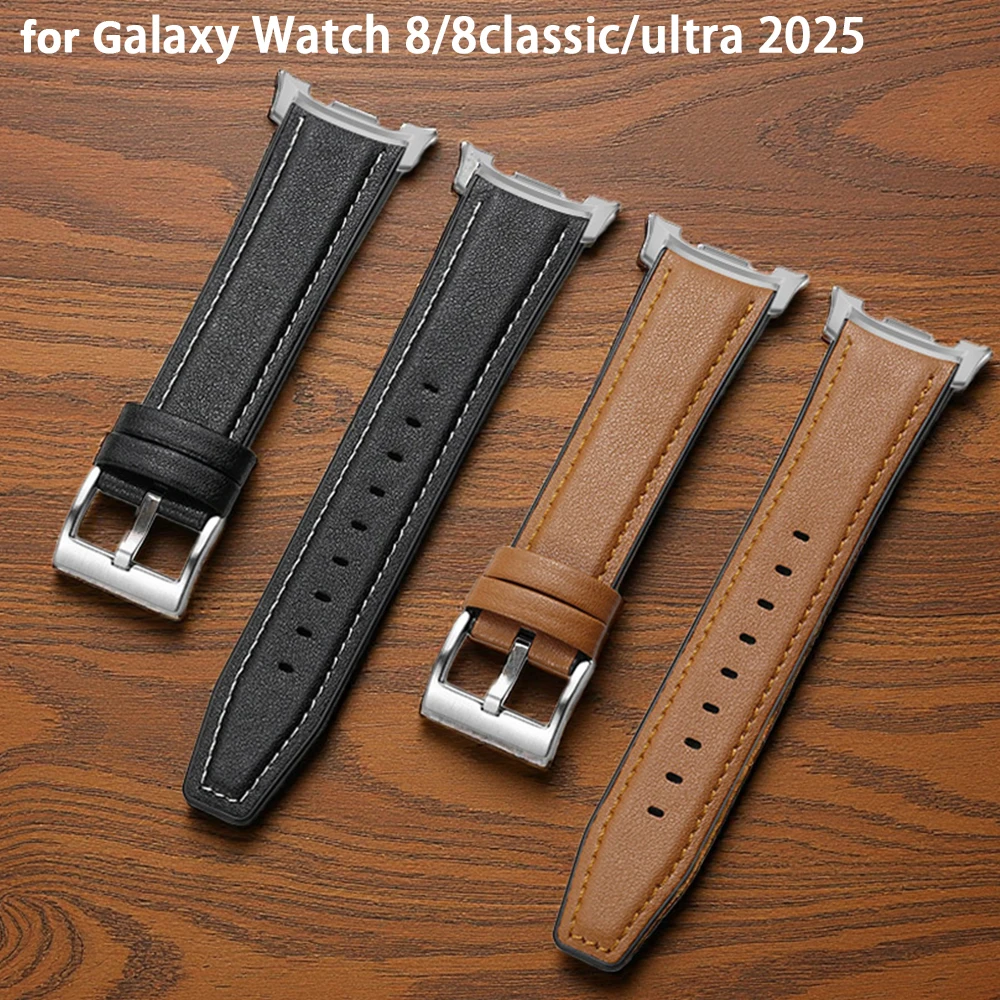 Leder + Silikonarmband für Samsung Galaxy Watch 8 Classic 8 40 mm 44 mm Correa Band für Galaxy Watch Ultra 2025 47 mm Armband