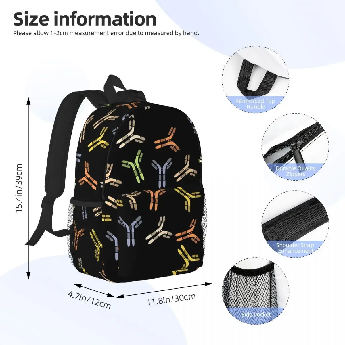 Antibody Pattern Colorful Backpacks Teenager Bookbag Cartoon Children School Bags Laptop Rucksack Shoulder Bag Large Capacity