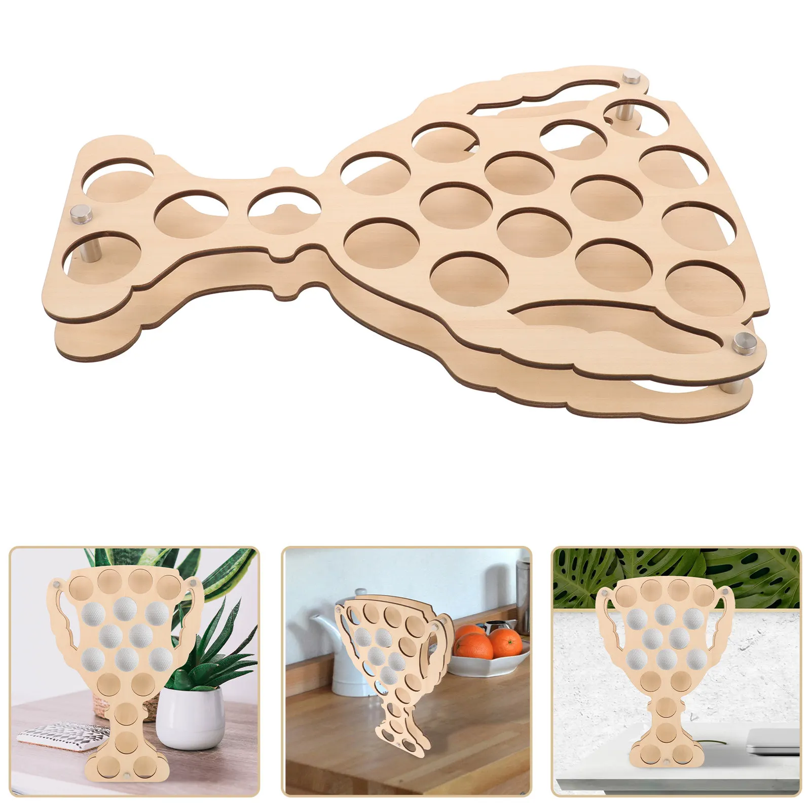 Wood Pine Golf Ball Display Rack – Creative Wooden Stand for Home, Office Decor & Ball Holder