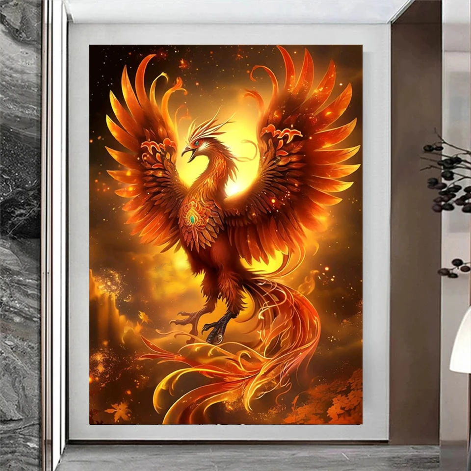 Phoenix Diamond Painting Mythical Animal Bird DIY Mosaic Cross Stitch Art Rhinestone Picture Living Room Wall Decoration Gifts