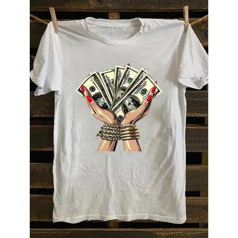 

Streetwear Money T-Shirt Women Wealth Art Graphic Tee Hip Hop Fashion Statement Success Dollar Bills Cotton Top Gift