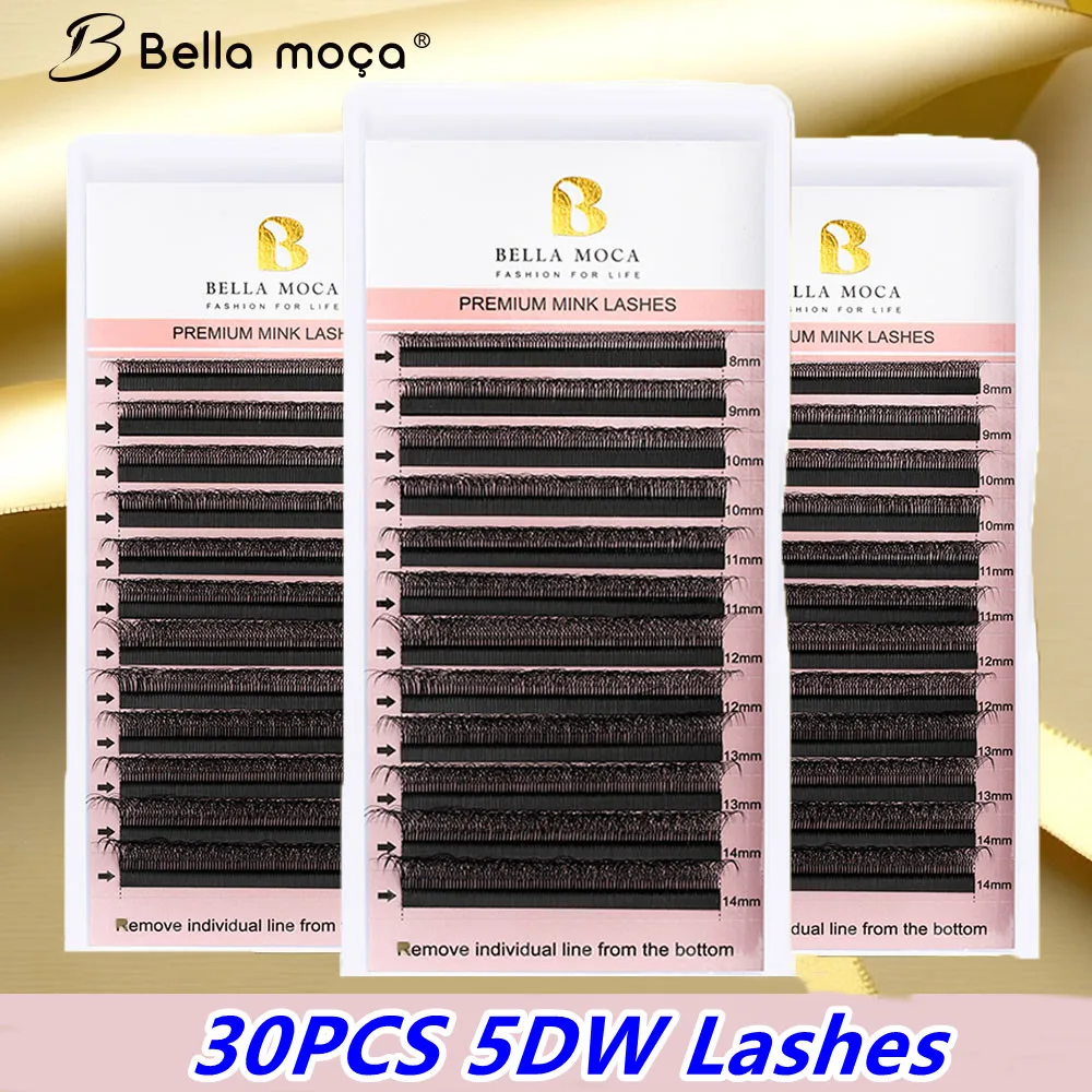 

30PCS 5DW Shape Lashes 5DW Lashes Curl D Mix 8-14mm Cilios 5D Fake Eyelashes Natural False Eyelashes Brazilian Cilia Bella Moca