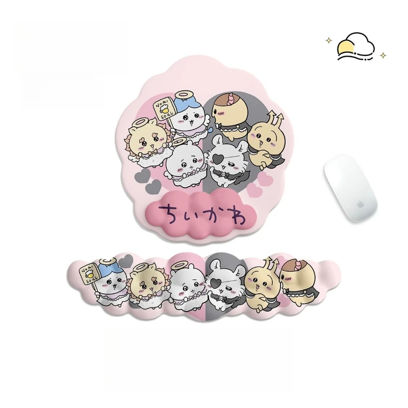 

Mouse Pad With Wrist Rest Cartoon Chiikawa Mouse Pads Hand Rest Keyboard Wrist Support Silicone Mousepads Non-slip Mousepad