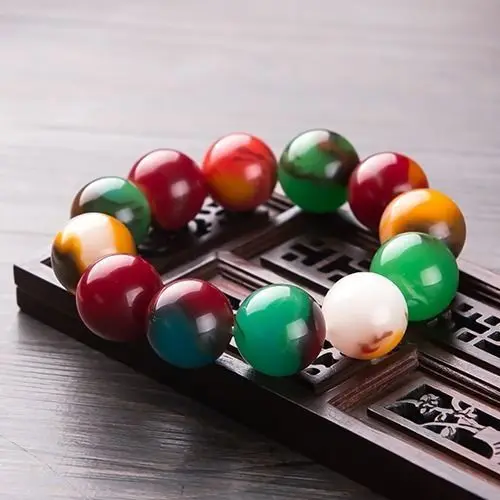 

Xinjiang Hetian Jade Gobi Stone Gold Silk Jade Color Jade Bracelet Colorful Hetian Color Jade Bracelet Men's and Women's