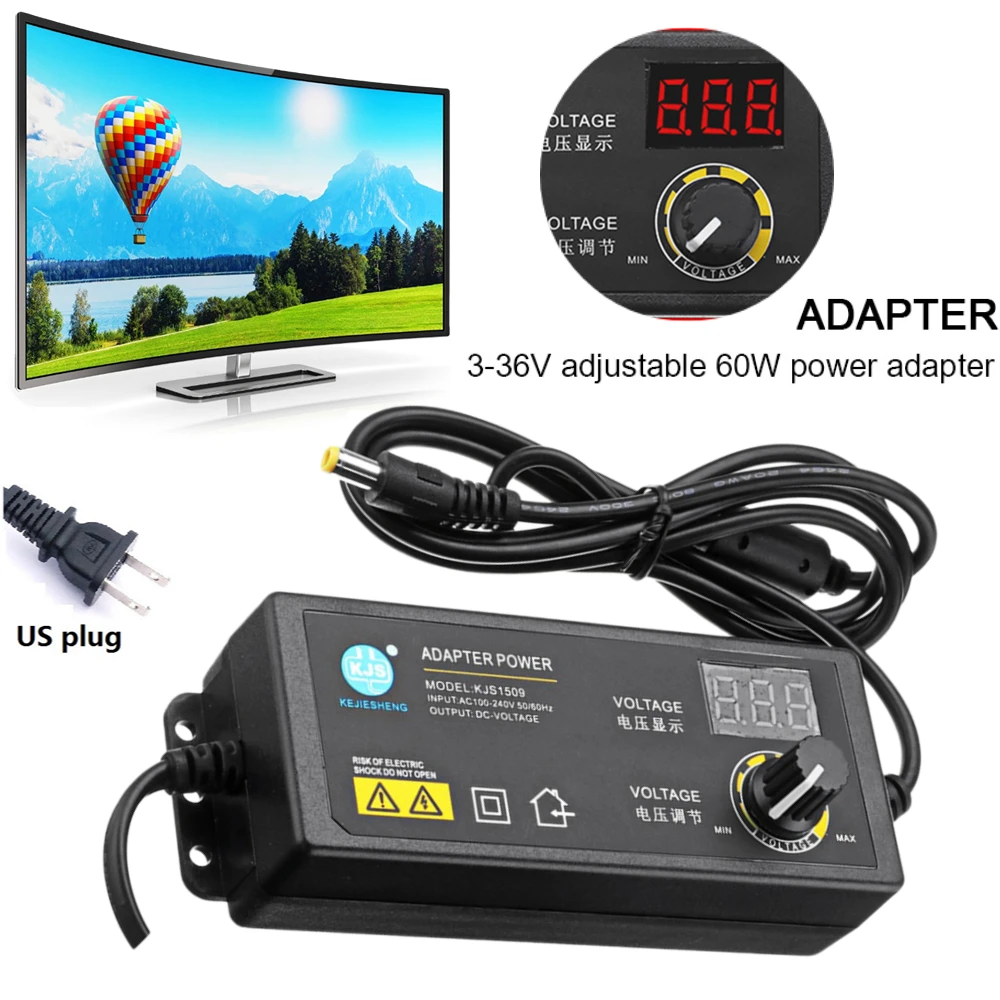 

Adjustable Voltage Regulation 3-36V Power Supply Adapter for Game Player Motor Adjustable AC To DC Power Supply Volt Adapter
