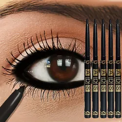 5pcs Waterproof & Sweatproof Black Eyeliner Pencils - Long-Lasting, Smudge-Proof for Bold Eye Makeup