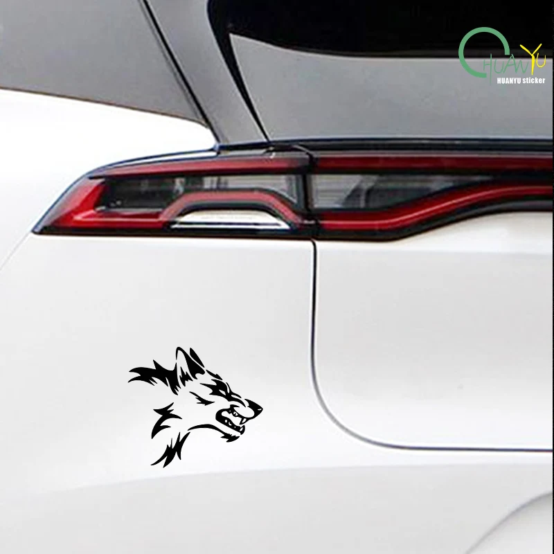 Creative wild beast wolf head car sticker; car and motorcycle bumper personalized modification decoration reflective sticker