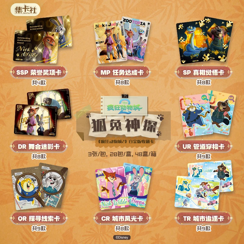 Card.Fun Disney Genuine Zootopia 2 Card Judith Nick·Wilde Animation Cartoon Game Collection Peripheral Children's Toys Gift