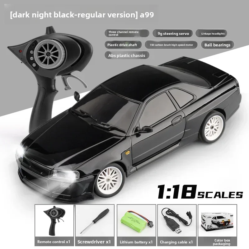 

FOR 2.4G LD1899 Remote Control Car 1/18 Rear Wheel Drive GTR Drift Cr Racing Vehicles Models Toys With Led Light