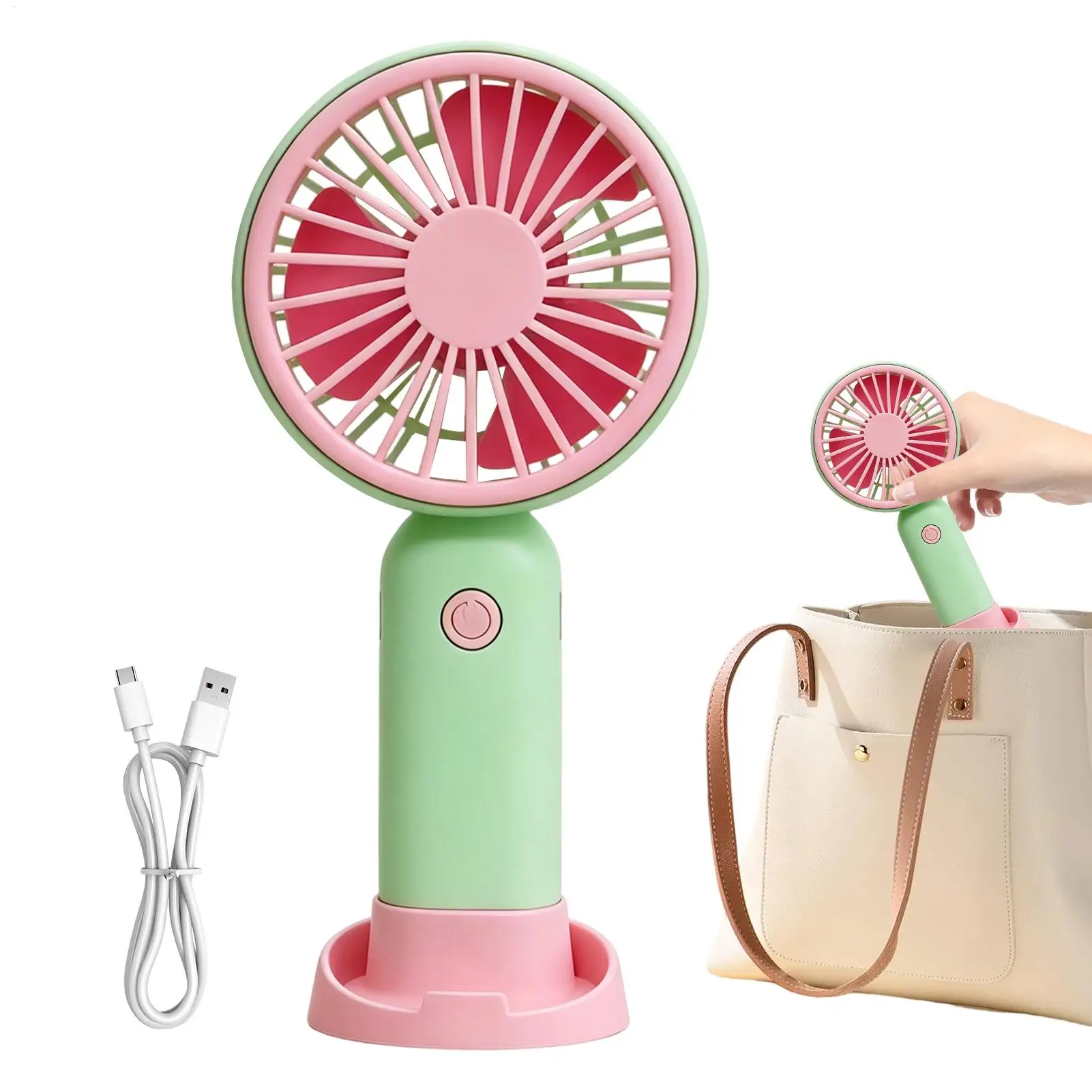 Portable Mini Handheld Fan 3 Wind Speeds Low-Noise Summer Blower Personal Fan Handheld With Base Turbo Handheld Fan Pocket Fan