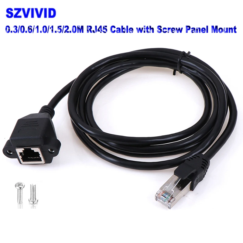 8P8C RJ45 Cable Male to Female Screw Panel Mount Ethernet LAN Network shield Cat5 Cat5e Cat6 Cat6e Cable 0.3m 0.6m 1m 1.5m