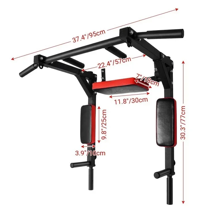 

Fitness StrengthTraining Horizontal Parallel Dip Station Wall Mounted Pull Up Chin Up Bar