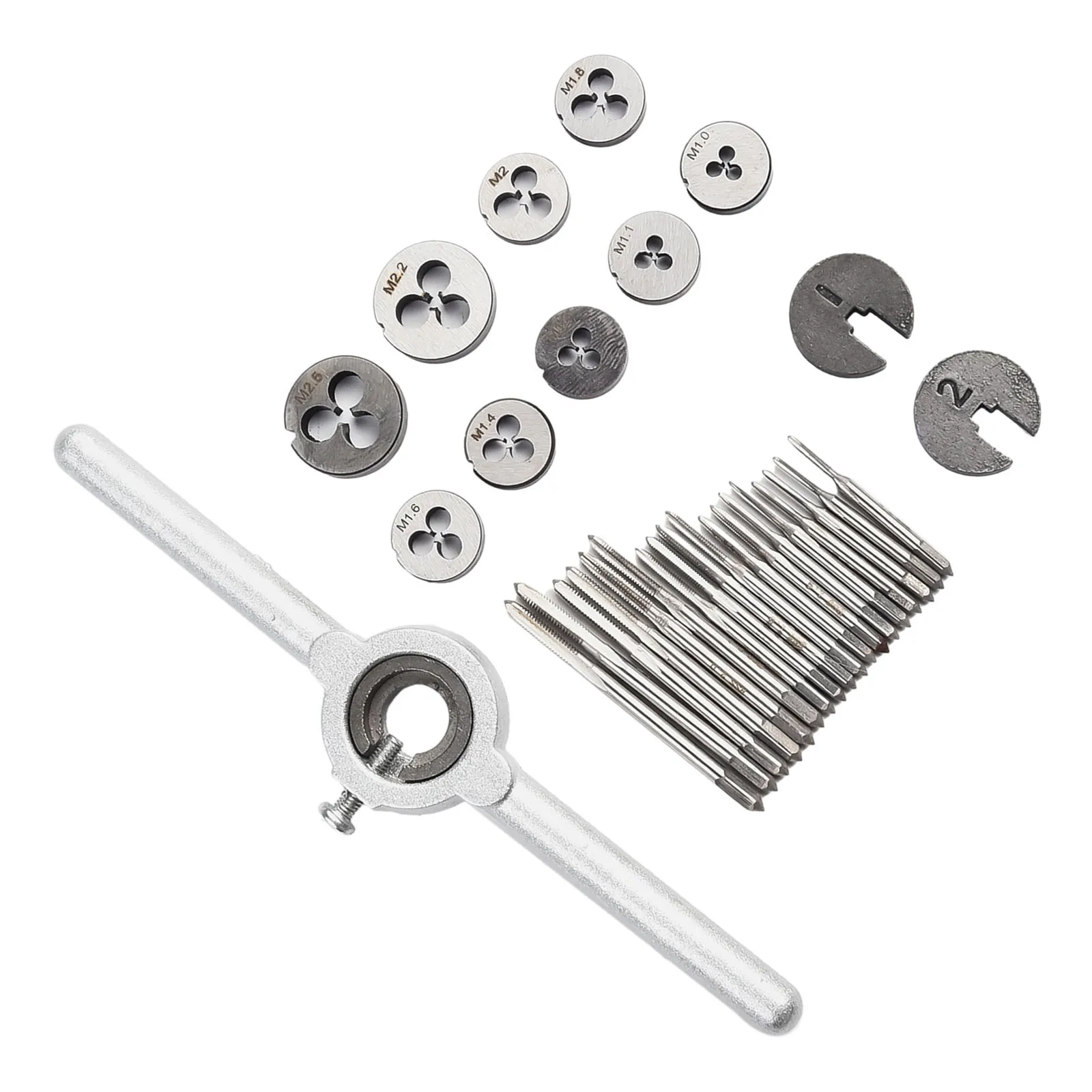 

31PCS HSS Metric Tap Die Set Screw Thread Plugs Taps Holder Wrench M1.0 M1.1 M1.2 M1.4 M1.6 M 1.8 M2.0 M2.2 M2.5 Hand Tool Use