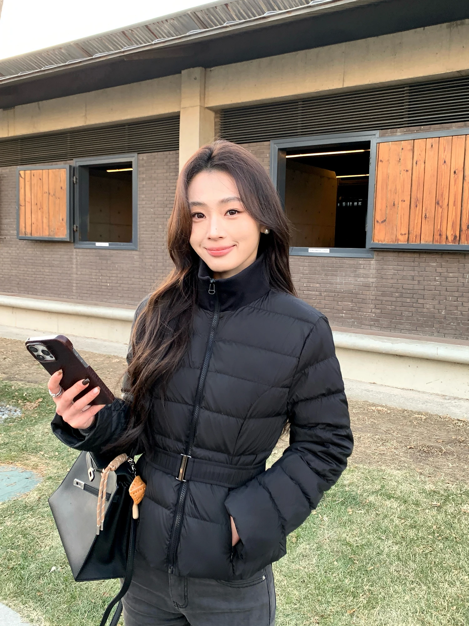 

Pusumede North Country Snowflake Lightweight Warm ort down Jaet Women's Waist Cinching Removable Belt White Du down Coat