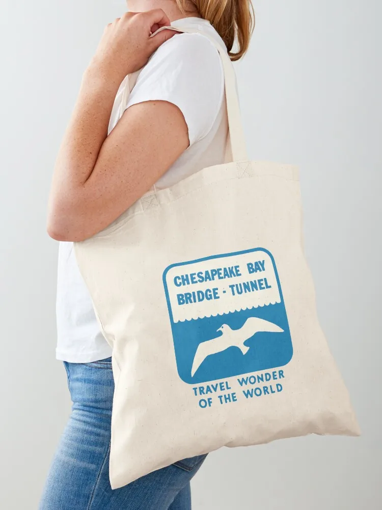 Chesapeake Bay Bridge Tunnel Vintage Travel Decal Tote Bag shopping bags foldable shopper bag woman tote bag women
