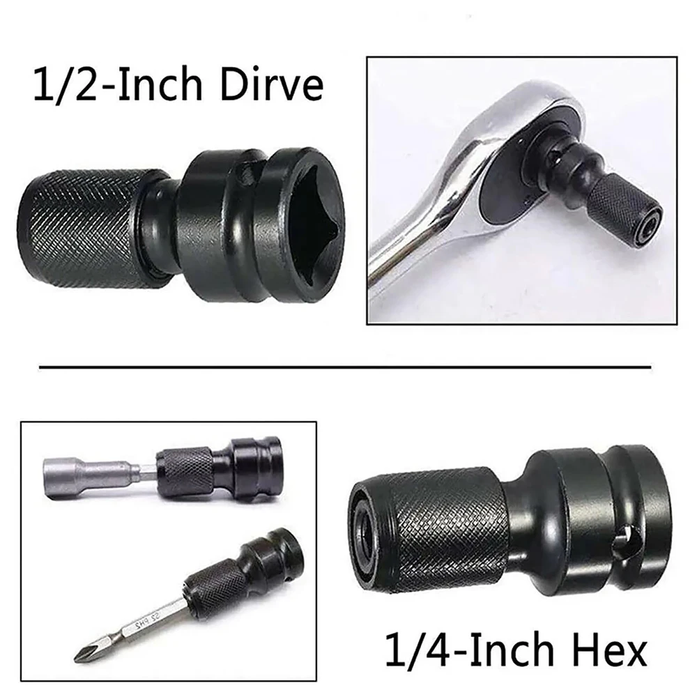 Impact Wrench Adapter Converter Ratchet Tool Drive Sleeve Female to Female Quick Release Impact 1/2" to 1/4" HEX Quick Change image 4
