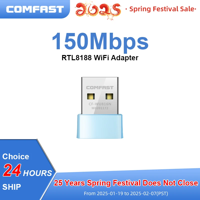 Comfast USB Adaptador Mini Wifi Adapter 150M Usb Wi Fi Para PC Receiver Wi-fi Dongle Network Card Desktop/Laptop Win7 8 10 11