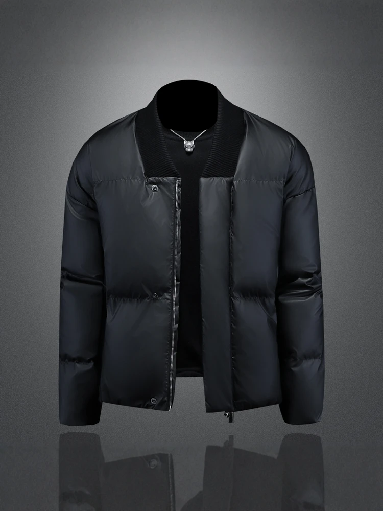 

Men's down Cotton Jaet ort Collarl Faionable Urban Sle Winter Coat Warm Thiened Zipper Closure Pure Color