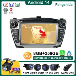 Android 14 Car Radio Stereo Navigation Carplay Bluetooth For Hyundai Tucson 2 LM IX35 2009-2015 WIFI 4G GPS DPS Wifi Dash Cam 2K