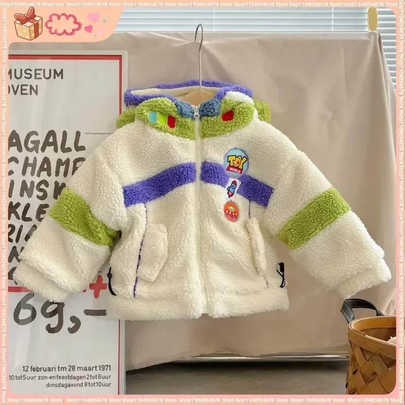 Buzz Lightyear – veste d'hiver en peluche pour enfants, à capuche, en coton épais, Texture Premium, Design contrasté de couleurs, nouvelle collection 2026