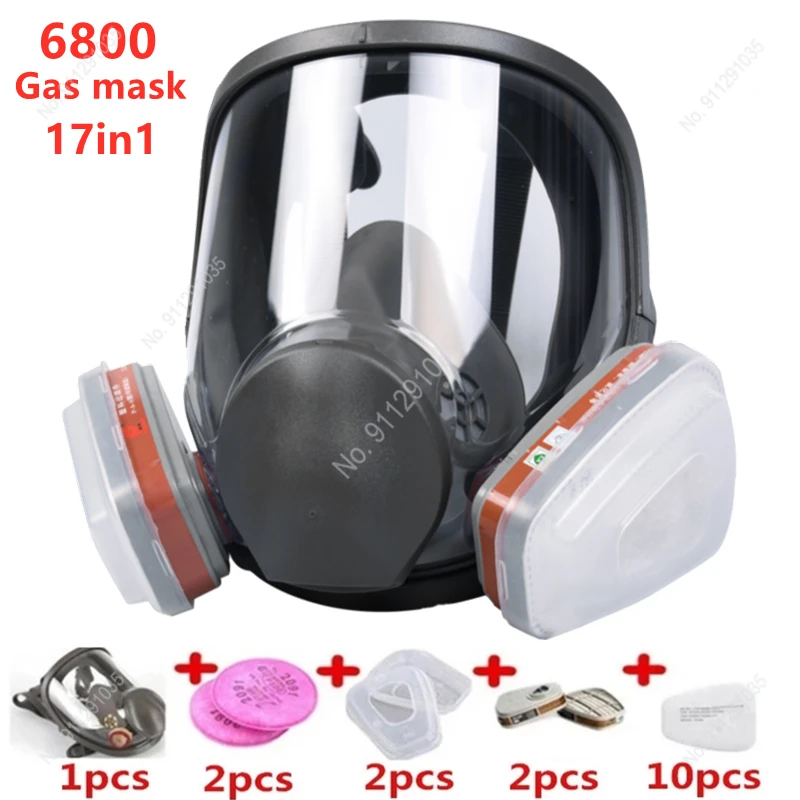 SJL 3/17PCS Protection Safety Respirator Gas Mask same For 6800 Gas Mask Painting Spraying Full Face Facepiece Respirator