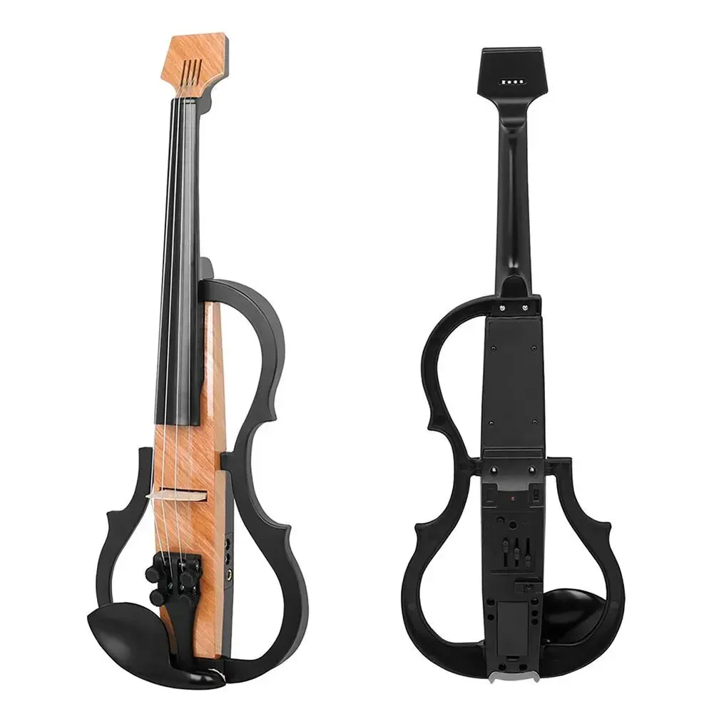 

Full Size 4/4 Electric Violin Kit For Beginners Teens Carbon Fiber Mute Violin With Shoulder Rest Earphones