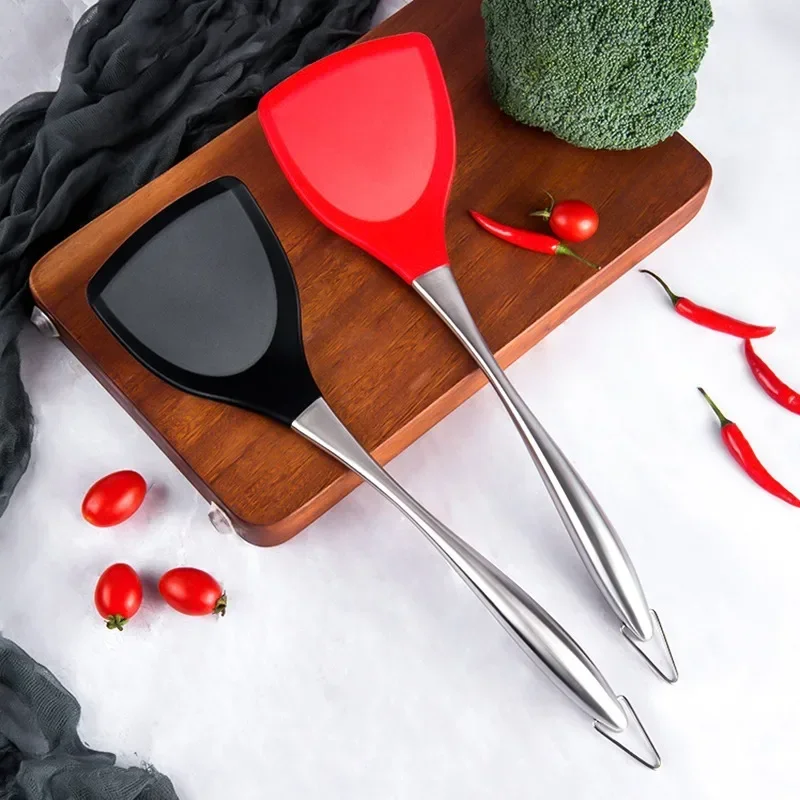 Silicone Wok Spatula Stainless Steel Cooking Turner Non-Stick Shovel Heat-Resistant Non-toxic Wok Turner Kitchen Accessories