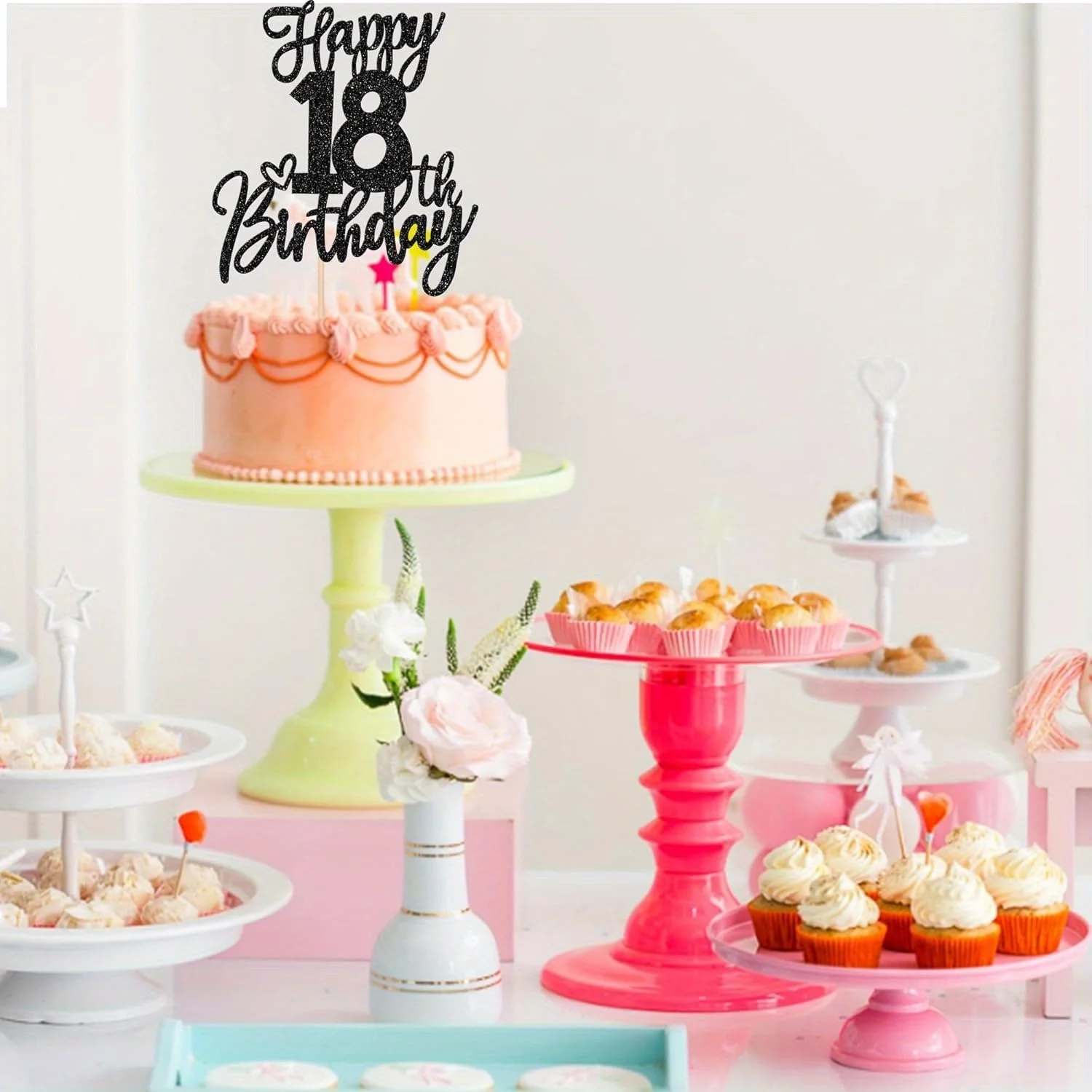 1 Stück schwarzer, anspruchsvoller Kuchendekoration zum 18. Geburtstag – offizielle Hello 18 Achtzehn-Kuchendekoration für Erwachsene für die Abschlussfeier – Detail 6