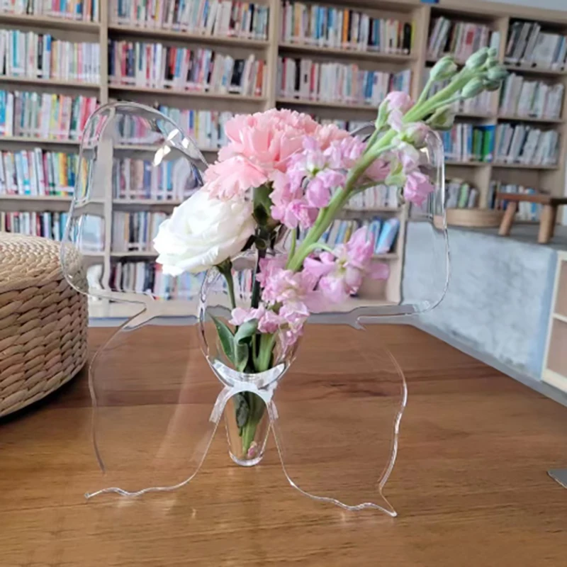 مزهرية زهرة أكريليك شفافة على شكل فراشة ملحقات تشكيلة زهور ثلاثية الأبعاد مزهرية على شكل فراشة لتزيين المنزل