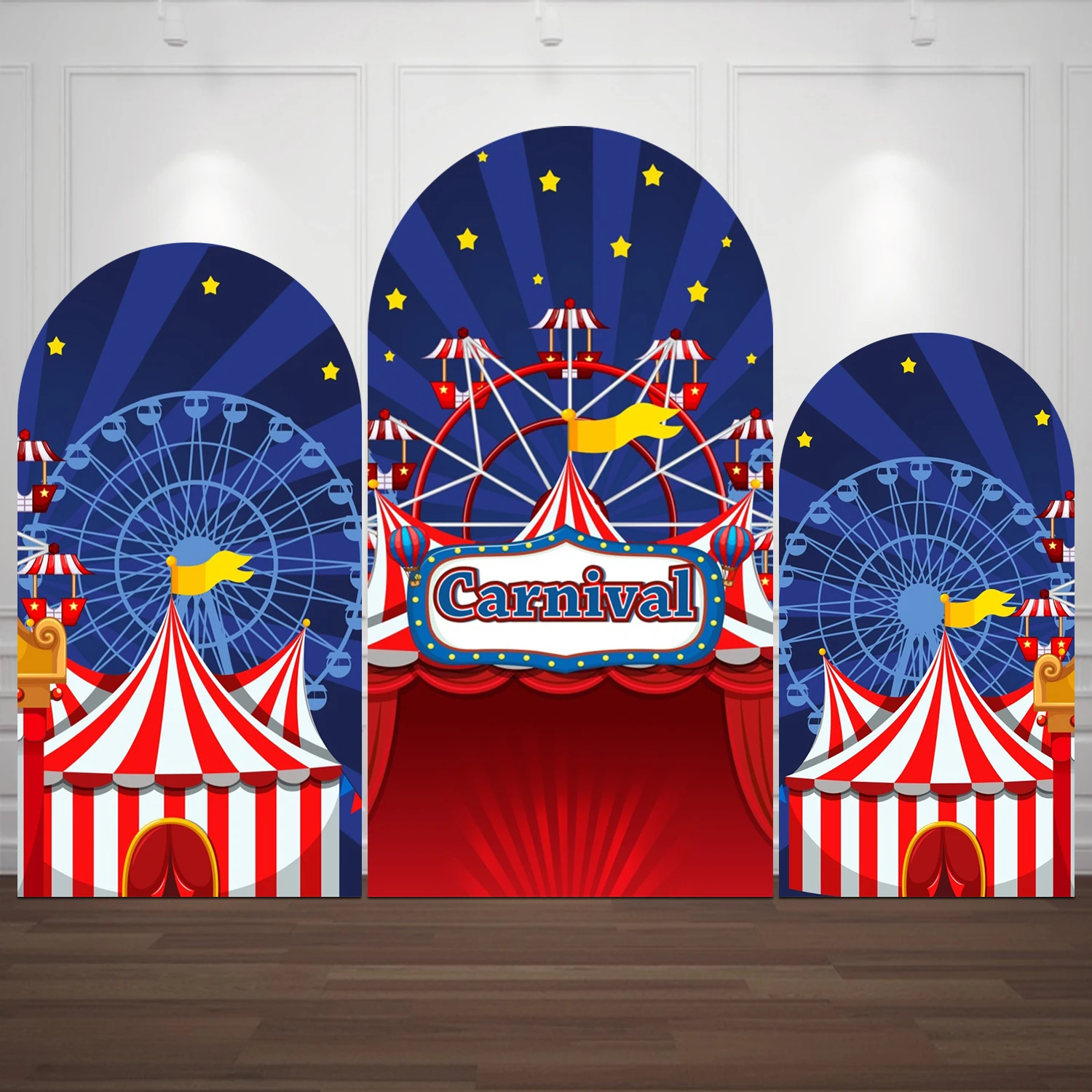 Circus Carnival Arch Backdrop Cover Red Tent Monkey Lion Show Baby Shower Kid Birthday Party Decor Elastic Cylinder Stand Covers