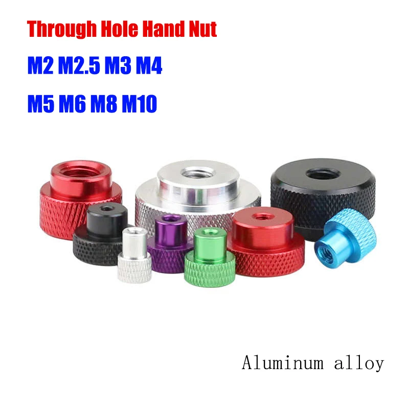 M2 M2.5 M3 M4 M5 M6 M8 M10 Colourful Aluminum Thumb Nut Step Aluminum Hand Nut Through Hole Hand Nut Multiple Colors