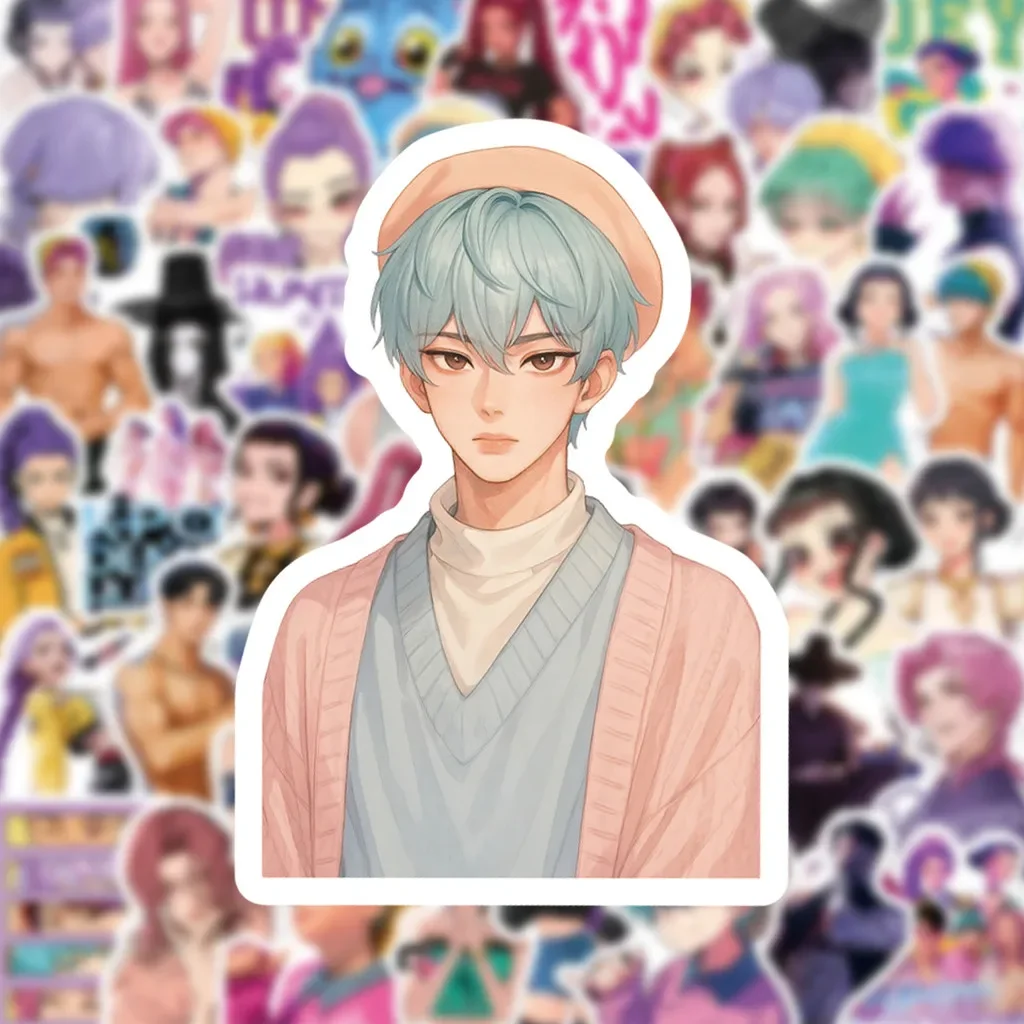 50 قطعة من ملصقات الكتابة على الجدران لشخصية الرسوم المتحركة K-POP Witch Hunter Group - ديكور مقاوم للماء (متجر Anime Worlds)