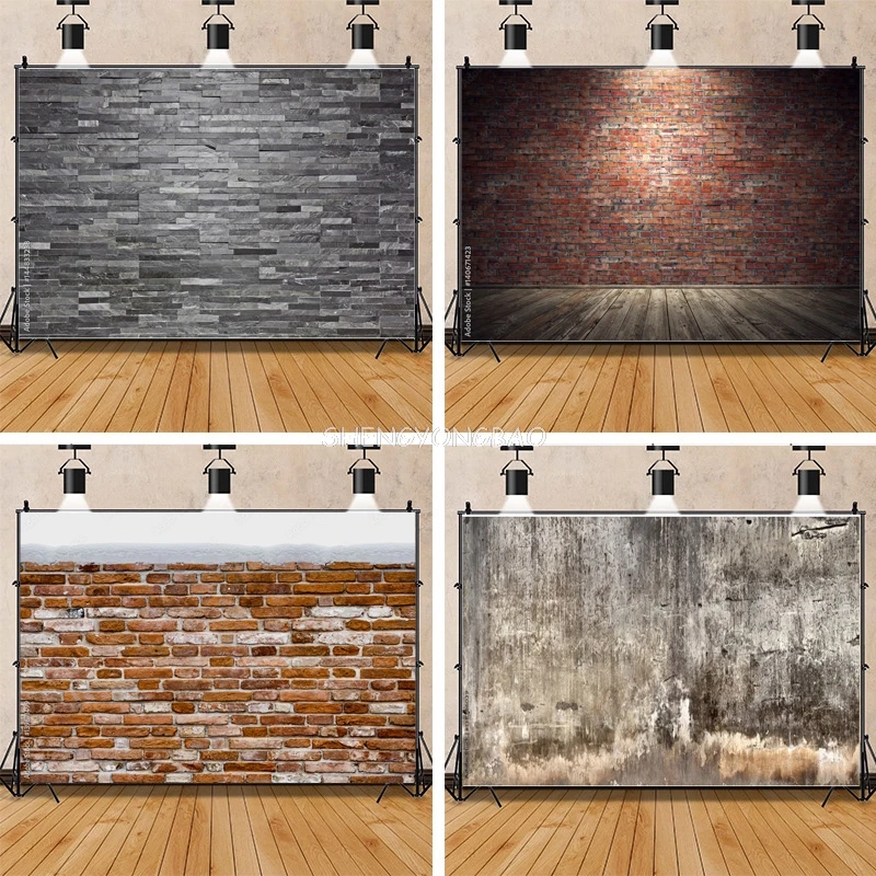 Texture Of a Perfect Black Brick Wall With Cracks And Defects Photography Background Portrait Photo Studio Backdrops Prop QZ-06